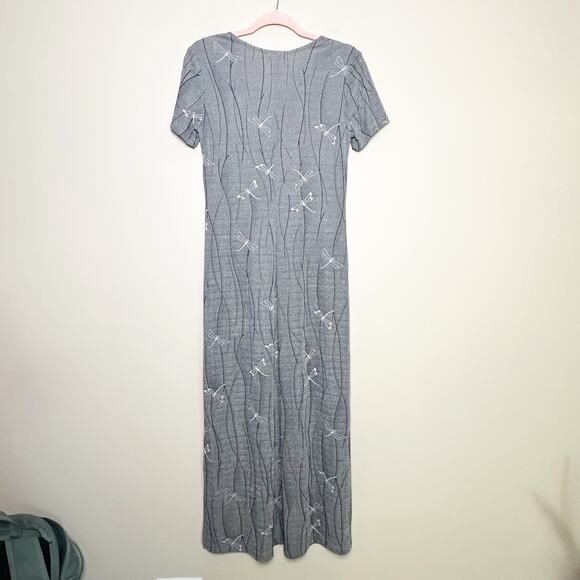 90s Vintage Rabbit Designs Gray Fairy Firefly Dress Goth Grunge Midi Slinky Sz 8 - Picture 4 of 8